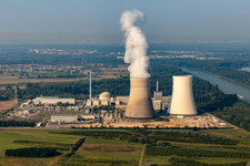 Nuclear power plant only one cooling tower still active in Philippsburg in the state Baden-Wuerttemberg, Germany