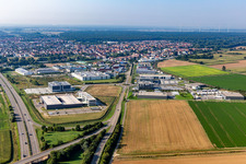 Bird's eye view of Industrial Area North in Rülzheim in the state Rhineland-Palatinate, Germany