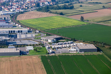 Industrial area in Speyer Valley with Markthalle 5 and Resinnovation GmbH in Rülzheim in the state Rhineland-Palatinate, Germany
