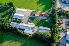 Oblique view of In the Rötzwiesen, farm of the Kerth family in the district Minderslachen in Kandel in the state Rhineland-Palatinate, Germany