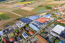 Im Gereut industrial estate, HGGS LaserCUT GmbH & Co. KG in Hatzenbühl in the state Rhineland-Palatinate, Germany from the drone perspective