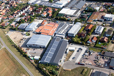 Aerial view of Im Gereut industrial estate, HGGS LaserCUT GmbH & Co. KG in Hatzenbühl in the state Rhineland-Palatinate, Germany