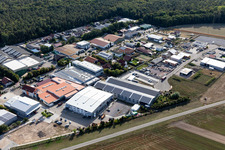 Oblique view of Im Gereut industrial estate, HGGS LaserCUT GmbH & Co. KG in Hatzenbühl in the state Rhineland-Palatinate, Germany