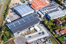 Drone recording of Im Gereut industrial estate, HGGS LaserCUT GmbH & Co. KG in Hatzenbühl in the state Rhineland-Palatinate, Germany