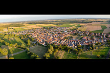 Panorama of the village overview from the northwest in Steinweiler in the state Rhineland-Palatinate, Germany