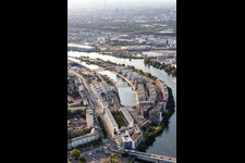 Aerial photograpy of Harbor Island in the district Hafen in Offenbach am Main in the state Hesse, Germany