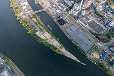 Harbor Island in the district Hafen in Offenbach am Main in the state Hesse, Germany from the plane