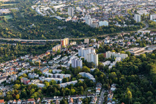 Aerial view of District Seckbach in Frankfurt am Main in the state Hesse, Germany