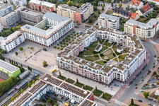 Gravenstein-Arcades and Multi-family residential complex with inner yard on Gravensteiner Platz in the district Preungesheim in Frankfurt in the state Hesse, Germany