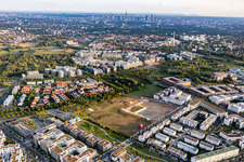 Residential construction site with multi-family housing development- on the on Konrad-Zuse-Strasse in the district Kalbach-Riedberg in Frankfurt in the state Hesse, Germany