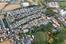 Aerial view of Town View of the streets and houses of the residential areas in Kloppenheim in the state Hesse, Germany
