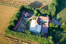 Oblique view of At Erlenbach, Leistenmühle in Kandel in the state Rhineland-Palatinate, Germany