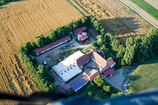 At Erlenbach, Leistenmühle in Kandel in the state Rhineland-Palatinate, Germany seen from above