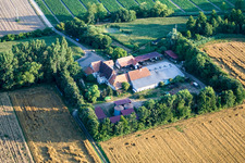 At Erlenbach, Leistenmühle in Kandel in the state Rhineland-Palatinate, Germany from the drone perspective