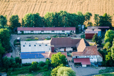 At Erlenbach, Leistenmühle in Kandel in the state Rhineland-Palatinate, Germany seen from above