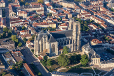 Aerial view of Church building of the cathedral of St. Stephen's in Toul in Grand Est, France