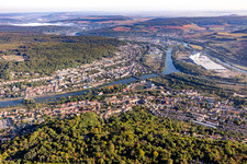 Aerial view of Moselle between Pompey and Frouard in Frouard in the state Meurthe et Moselle, France