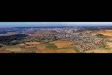 Aerial photograpy of Panoramic perspective of the city area with outside districts and inner city area in Nancy in Grand Est, France