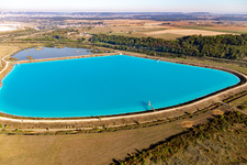 Turquoise-blue saltworks for the potash extraction of the Compagnie des Salins du Midi et des Salines de l'Est SA in Laneuveville-devant-Nancy in Grand Est, France