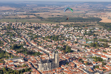 Aerial photograpy of Basilica of Saint-Nicolas-de-Port in Saint-Nicolas-de-Port in the state Meurthe et Moselle, France