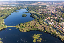 Aerial view of Lakes between the Moselle and the Canal de l'Est in Richardménil in the state Meurthe et Moselle, France