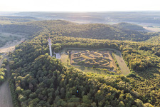 Oblique view of Fragments of the fortress " Fort de Bourlemont " in Mont-les-Neufchateau in Grand Est, France
