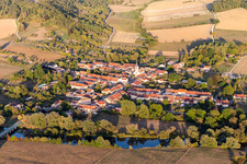 Village on the river bank areas of Maas in Maxey-sur-Meuse in Grand Est, France