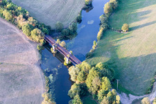 Aerial view of Bridge over the Meuse in Sauvigny in the state Meuse, France