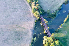 Aerial photograpy of Bridge over the Meuse in Sauvigny in the state Meuse, France