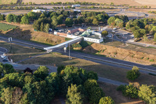 Aerial view of A31 service area Aire de Sandaucourt in Sandaucourt in the state Vosges, France