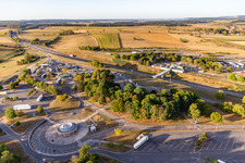 Aerial photograpy of A31 service area Aire de Sandaucourt in Sandaucourt in the state Vosges, France