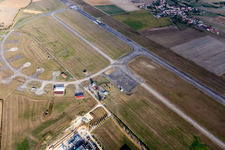 Runway with tarmac terrain of airfield Aeroport d'Epinal - Mirecourt in Juvaincourt in Grand Est, France