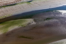 Oblique view of West coast at low tide in Fanø in the state South Denmark, Denmark