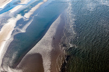 Aerial view of Beach landscape along the of North Sea in Fanoe in Syddanmark, Denmark