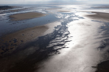West coast at low tide in Fanø in the state South Denmark, Denmark seen from above