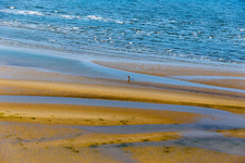 West coast at low tide in Fanø in the state South Denmark, Denmark from the plane