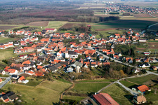 Village - view on the edge of agricultural fields and farmland in Salmbach in Grand Est, France