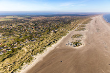Aerial view of Rindby Beach in Fanø in the state South Denmark, Denmark