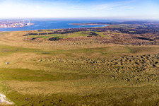 Oblique view of Wadden Sea National Park in Fanø in the state South Denmark, Denmark