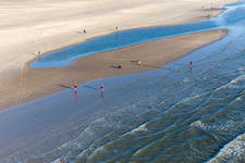 Oblique view of Fanoe Bath Beach in Fanø in the state South Denmark, Denmark