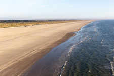 Oblique view of Kites on the beach in Fanø in the state South Denmark, Denmark