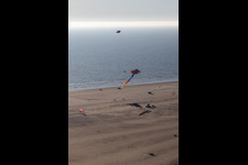 Kites on the beach in Fanø in the state South Denmark, Denmark out of the air