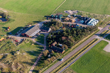 Aerial view of Farm shop / Gardbutik Byens Grønning in Fanø in the state South Denmark, Denmark