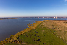 Drone image of Wadden Sea National Park in Fanø in the state South Denmark, Denmark