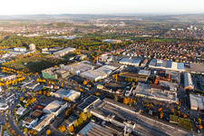 Aerial view of Industrial Area West in the district Pflugfelden in Ludwigsburg in the state Baden-Wuerttemberg, Germany