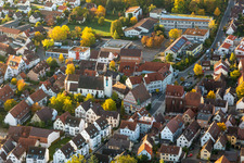 Aerial view of Palace Schloss Muenchingen in Korntal-Muenchingen in the state Baden-Wurttemberg, Germany