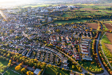 Town View of the streets and houses of the residential areas in Ditzingen in the state Baden-Wurttemberg, Germany