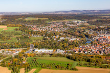 Nürtingen in the state Baden-Wuerttemberg, Germany from the plane