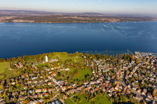 Aerial photograpy of Building the hostel DJH Otto-Moericke-Tower Konstanz in the district Allmannsdorf in Konstanz in the state Baden-Wurttemberg, Germany