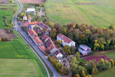 Complex of buildings of the former monastery in Antonia-Werr-Centre in Kloster St. Ludwig in the state Bavaria, Germany from the plane